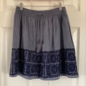 J Crew, lined cotton skirt, embroidered